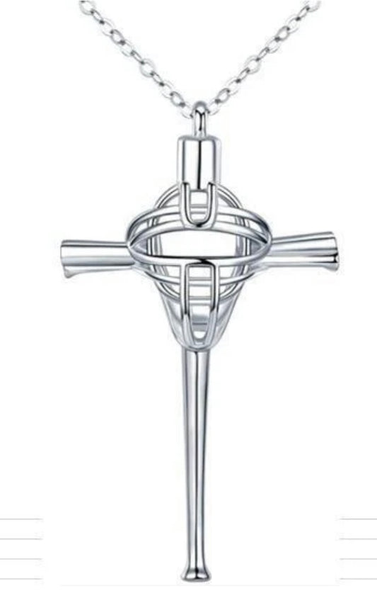 Cross Necklace with Catchers Mask