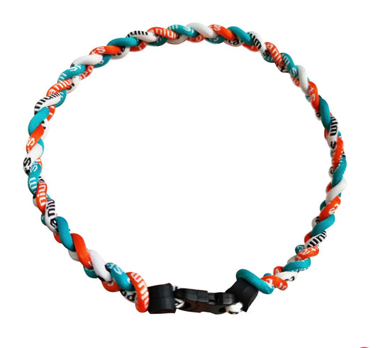 Rope Necklace: orange, teal, white