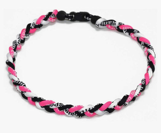 Rope Necklace: pink, black, white