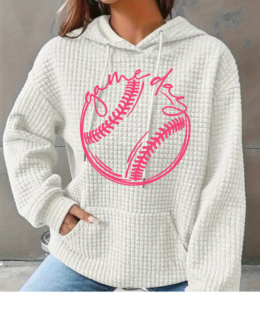 Waffle Hoodie - Game Day Pink