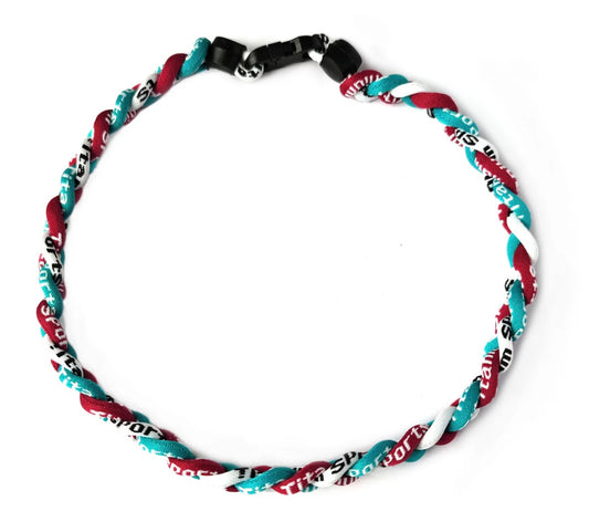 Rope Necklace: teal, red, white