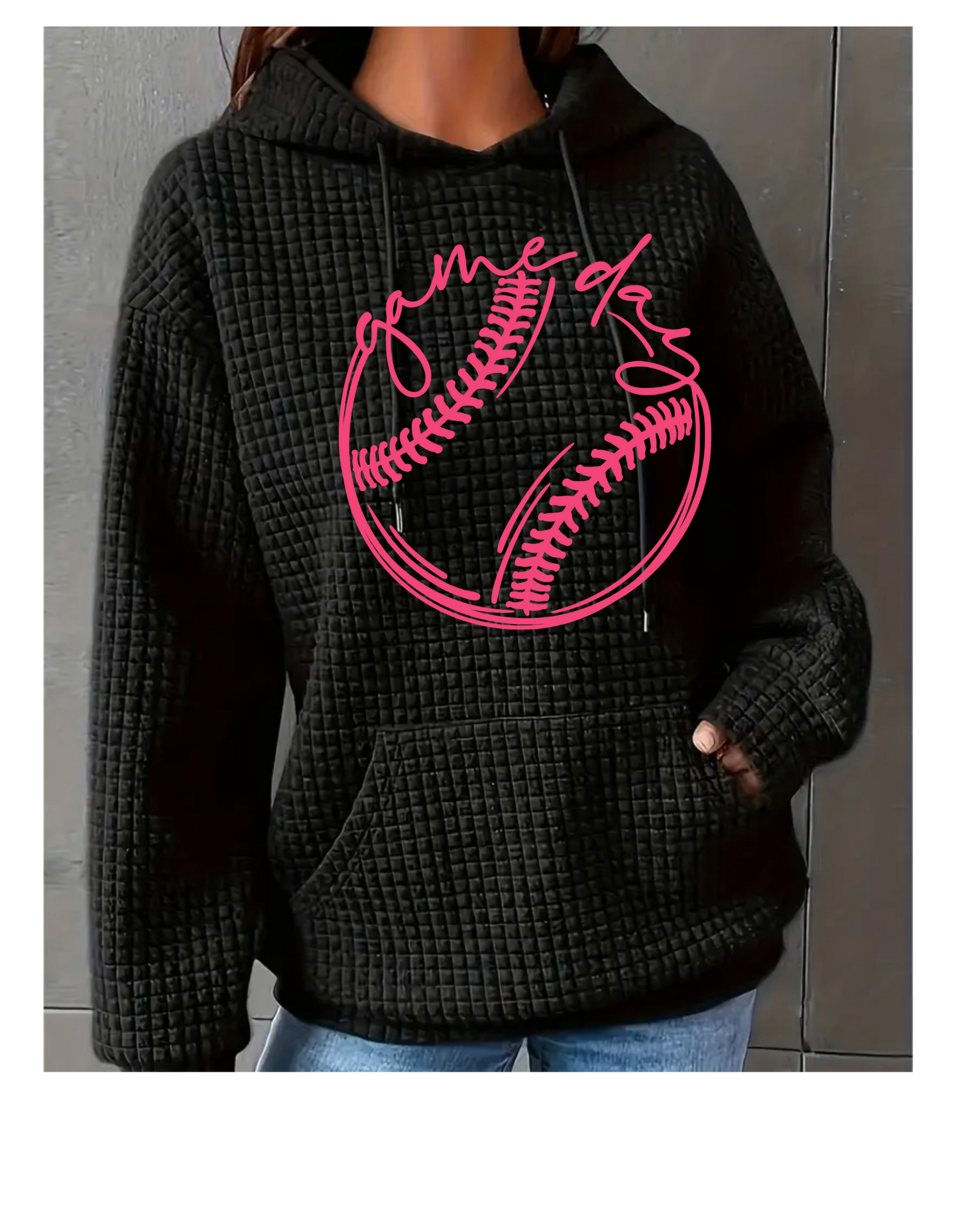 Waffle Hoodie - Game Day Pink