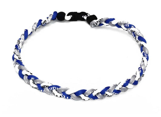 Rope Necklace: royal, white, grey