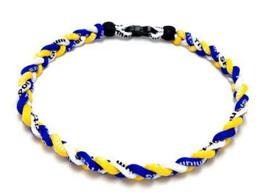 Rope Necklace: royal, yelllow, white